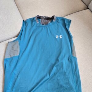 Reebok Men's Teal and Gray Tank Top